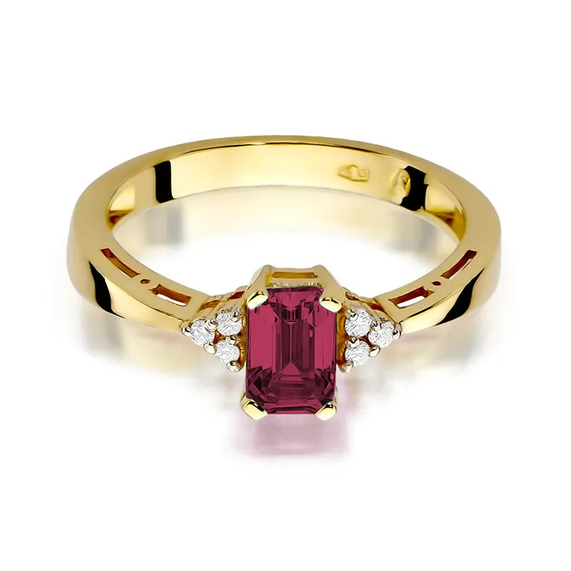 Goldring mit 0,80 ct Rubin und Diamanten