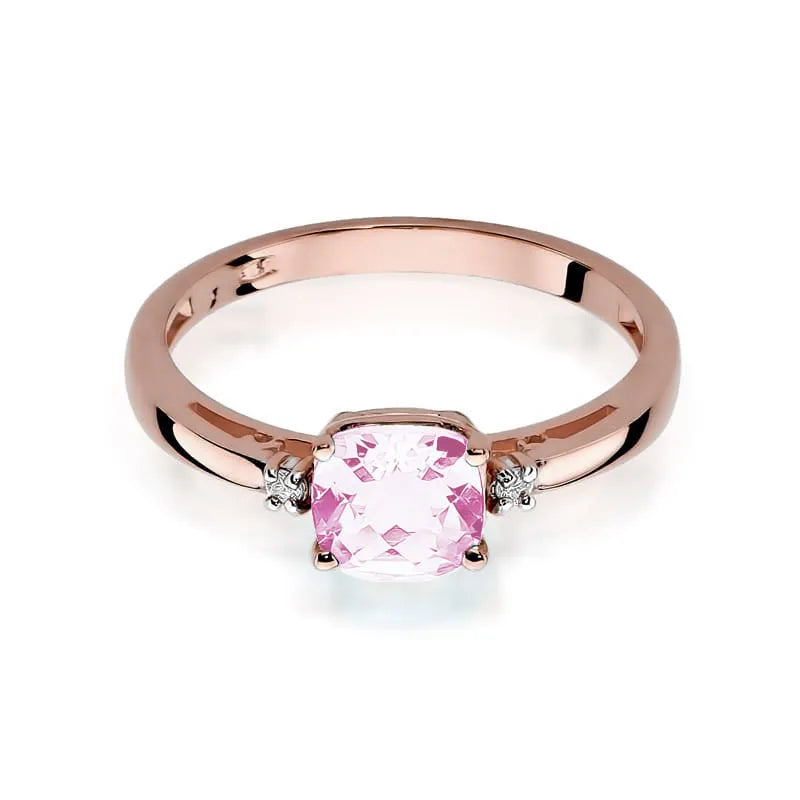 Gold Ring with 1.10ct Pink topaz and Diamonds