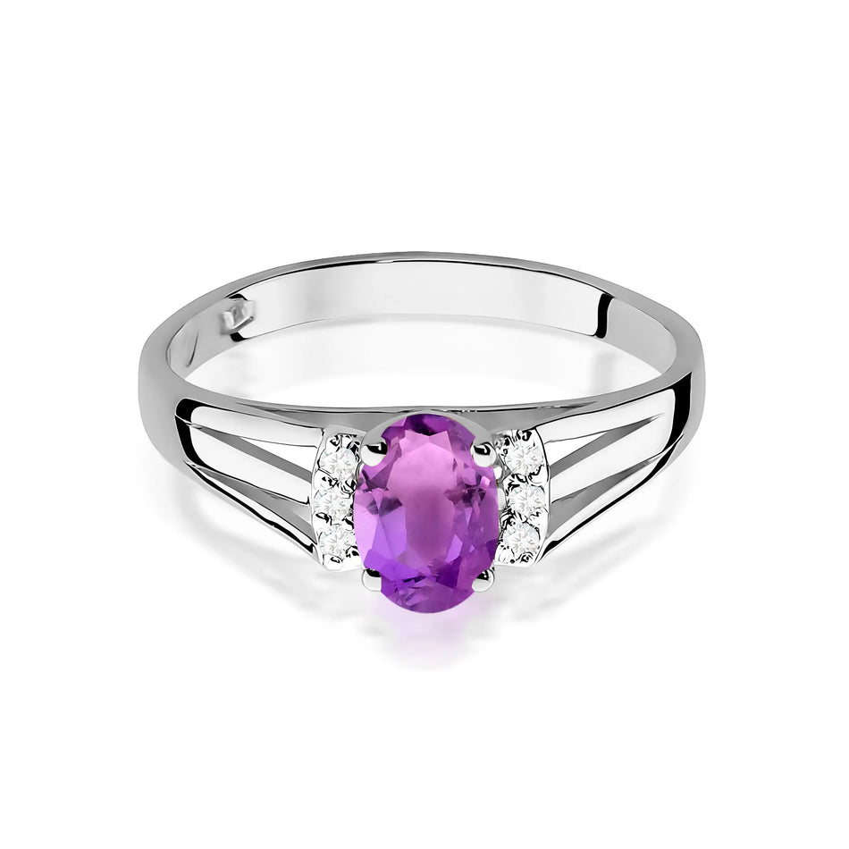 Goldring mit 0,40 ct Amethyst und 0,052 ct Diamanten