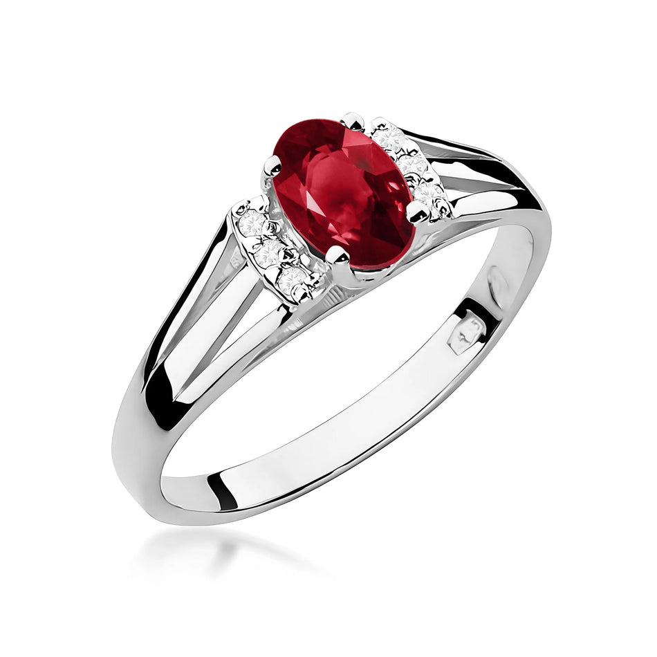 Goldring mit 0,50 ct Granat und 0,052 ct Diamanten