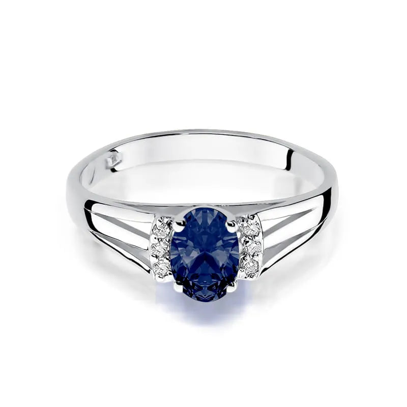 Goldring mit 0,70 ct Saphir und 0,052 ct Diamanten
