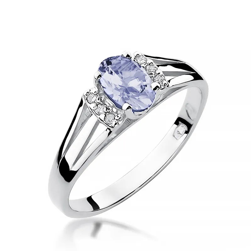 Goldring mit 0,40 ct Tansanit und Diamanten