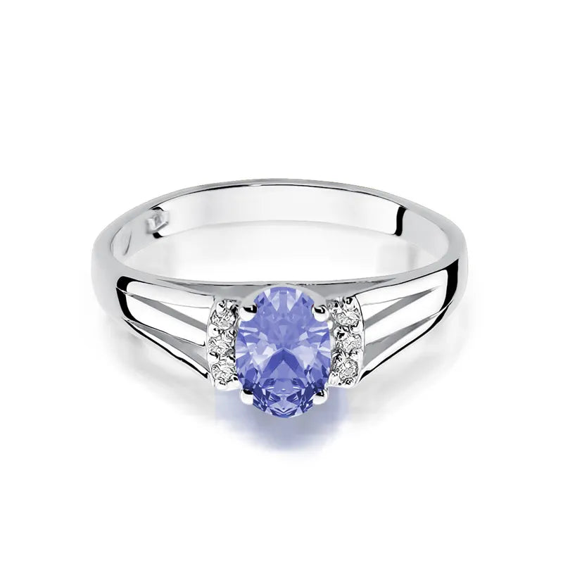 Goldring mit 0,40 ct Tansanit und Diamanten