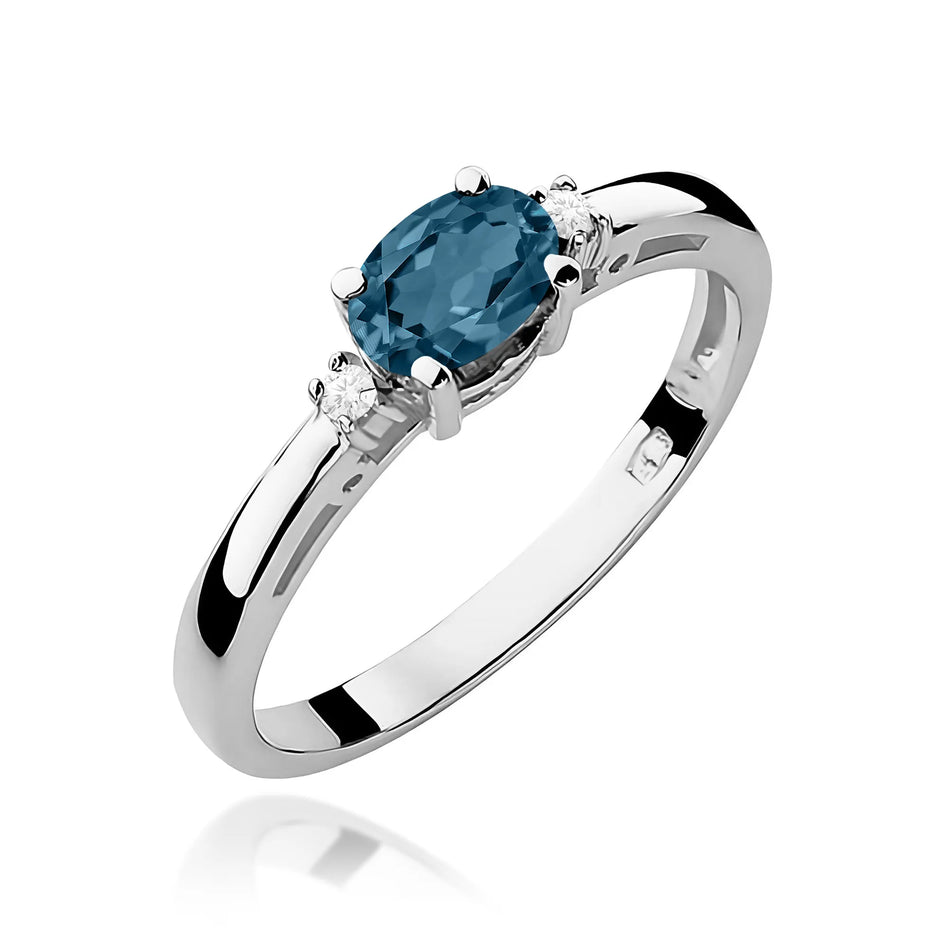 Goldring mit 0,50 ct Topas London Blue und 0,029 ct Diamanten