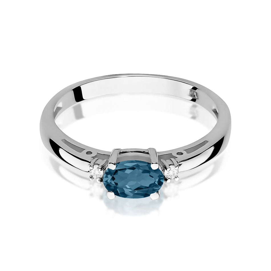 Goldring mit 0,50 ct Topas London Blue und 0,029 ct Diamanten