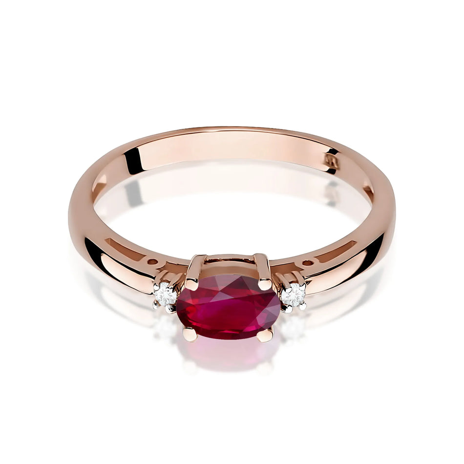 Gold Ring with 0.60ct Ruby and 0.029ct Diamonds