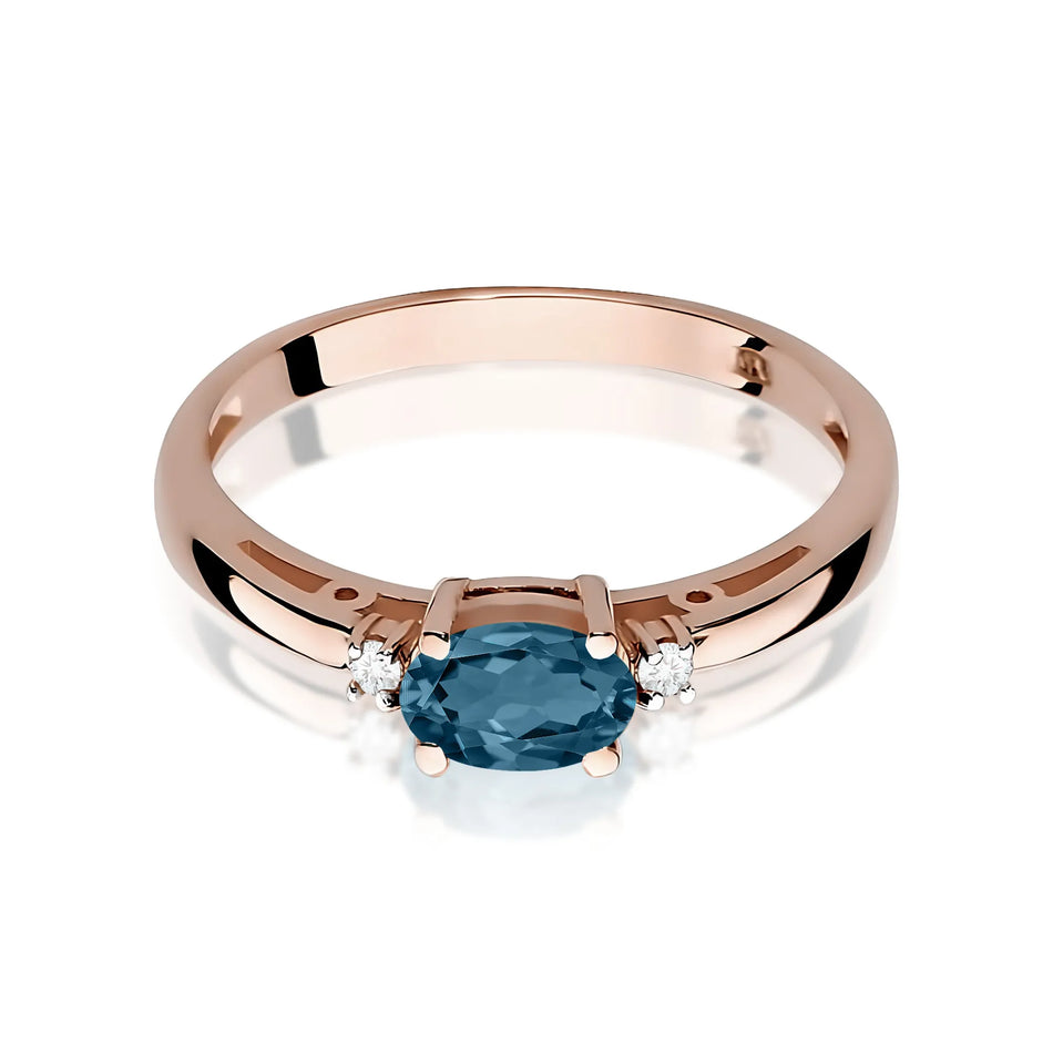 Goldring mit 0,50 ct Topas London Blue und 0,029 ct Diamanten