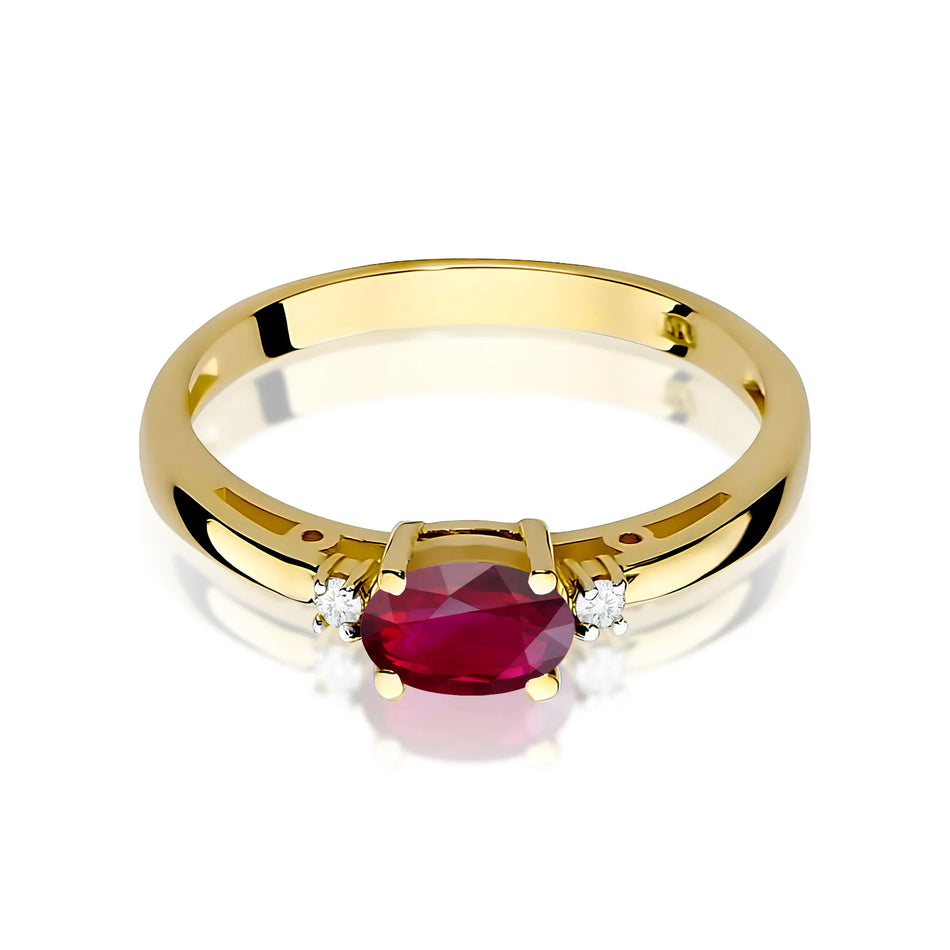 Gold Ring with 0.60ct Ruby and 0.029ct Diamonds