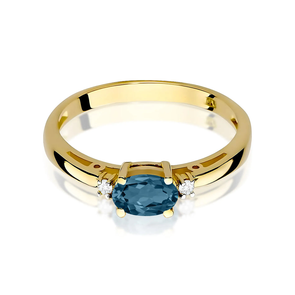 Goldring mit 0,50 ct Topas London Blue und 0,029 ct Diamanten
