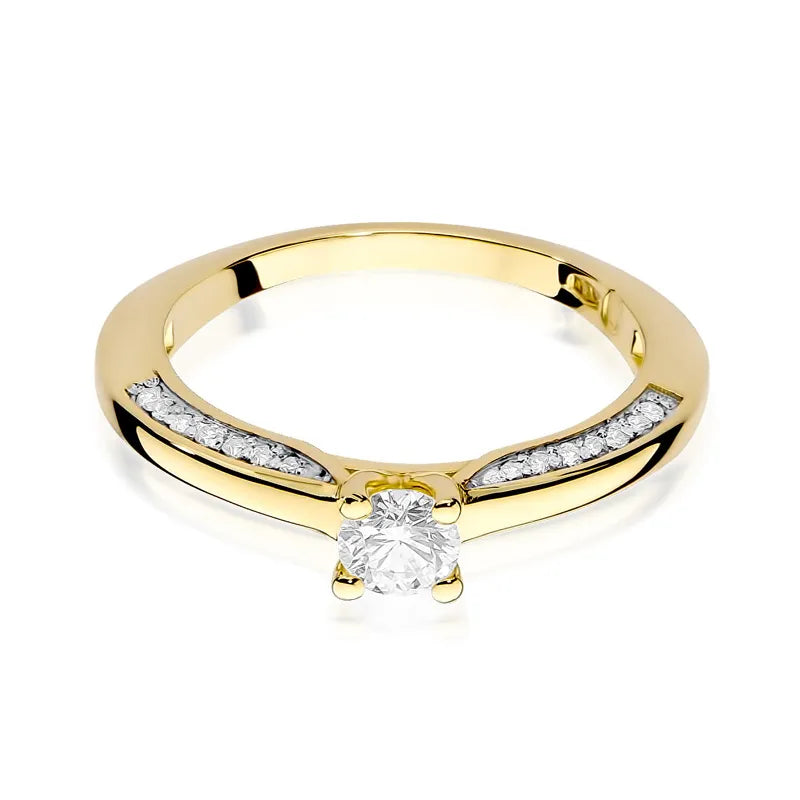 Goldring mit 0,30 ct Diamant und 28 Diamanten besetzt