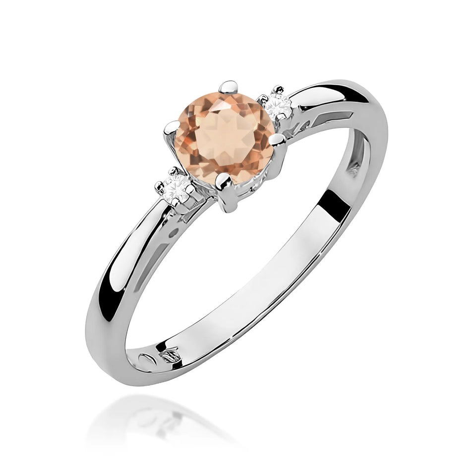 Goldring mit Morganit 0.4ct und Diamant 0.029ct| 14K (585) Gelbgold