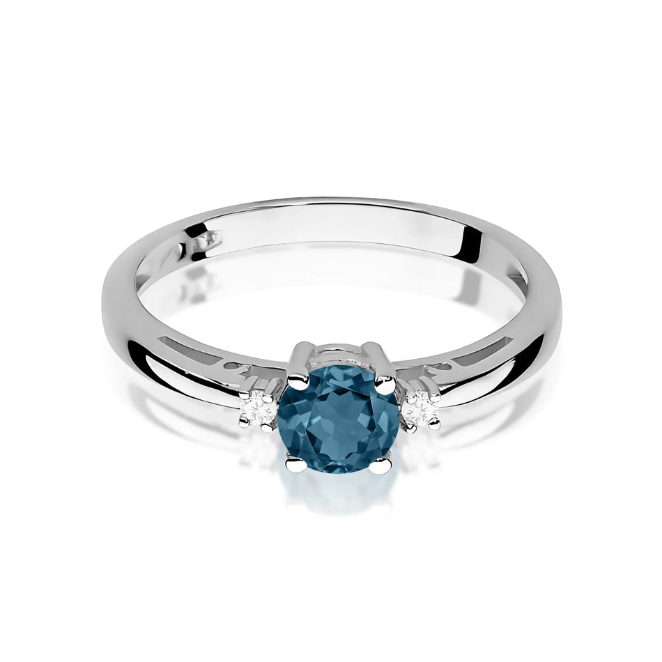 Goldring mit 0,50 ct Topas London Blue und 0,029 ct Diamanten