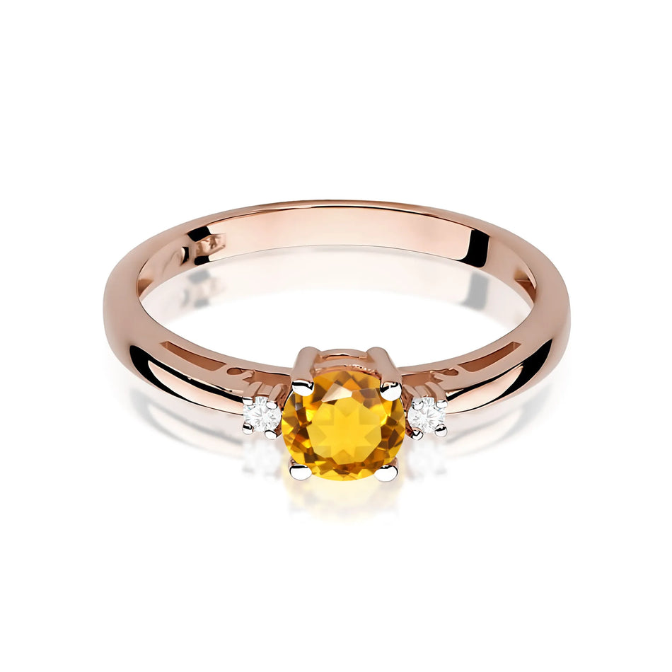 Gold Ring with 0.50ct Citrin and Diamonds