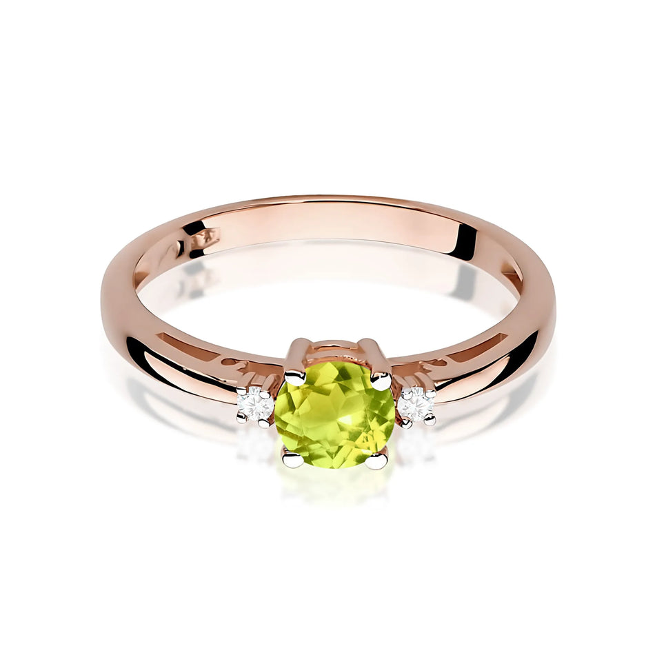 Gold Ring with 0.60ct Olivine and Diamonds