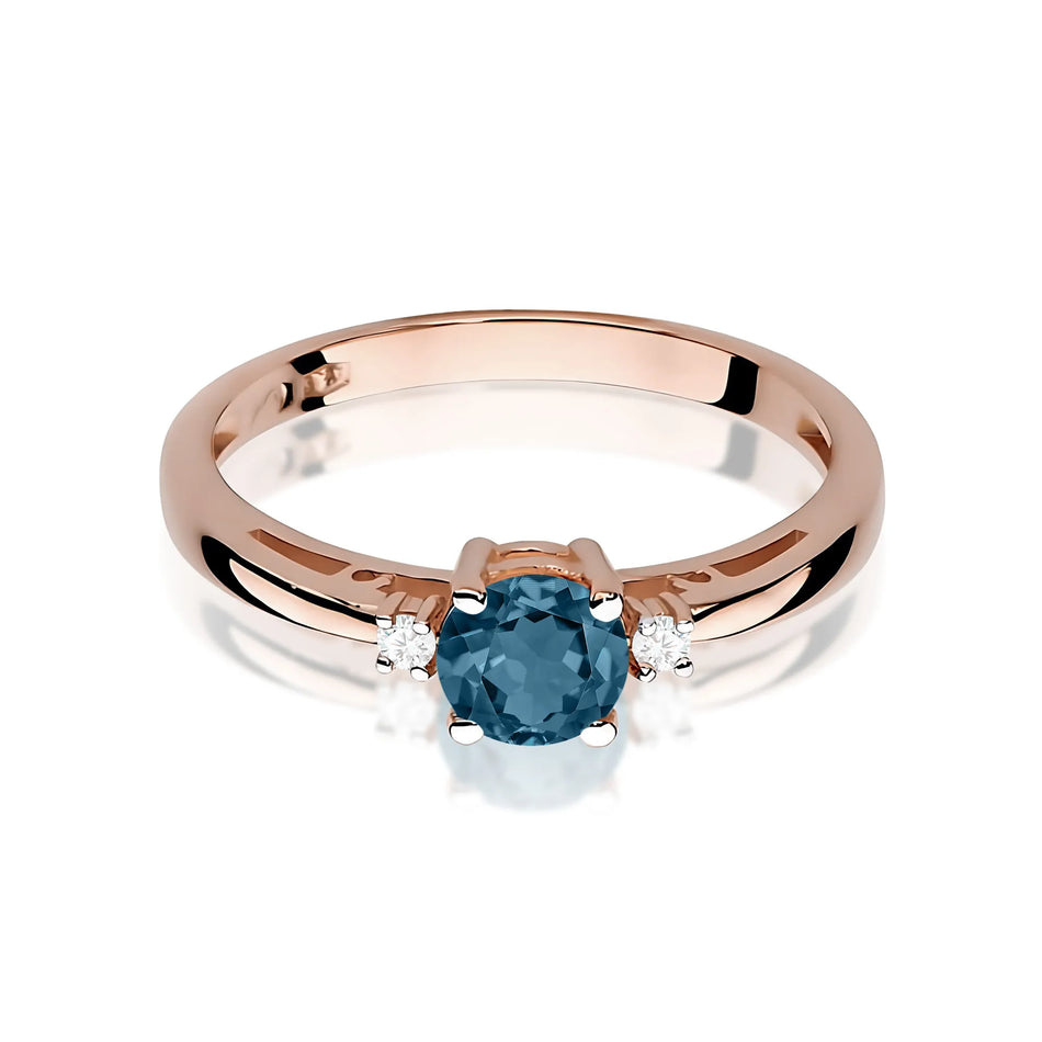 Gold Ring with 0.50ct Topaz London Blue and 0.029ct Diamonds