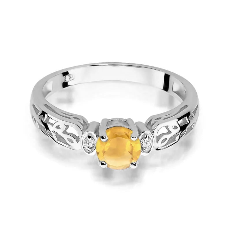 Goldring mit 0,50 ct Citrin und 0,02 ct Diamanten