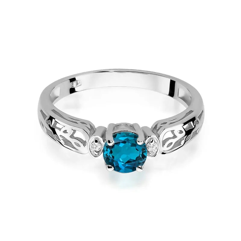 Goldring mit 0,50 ct London Blue Topas und 0,02 ct Diamanten
