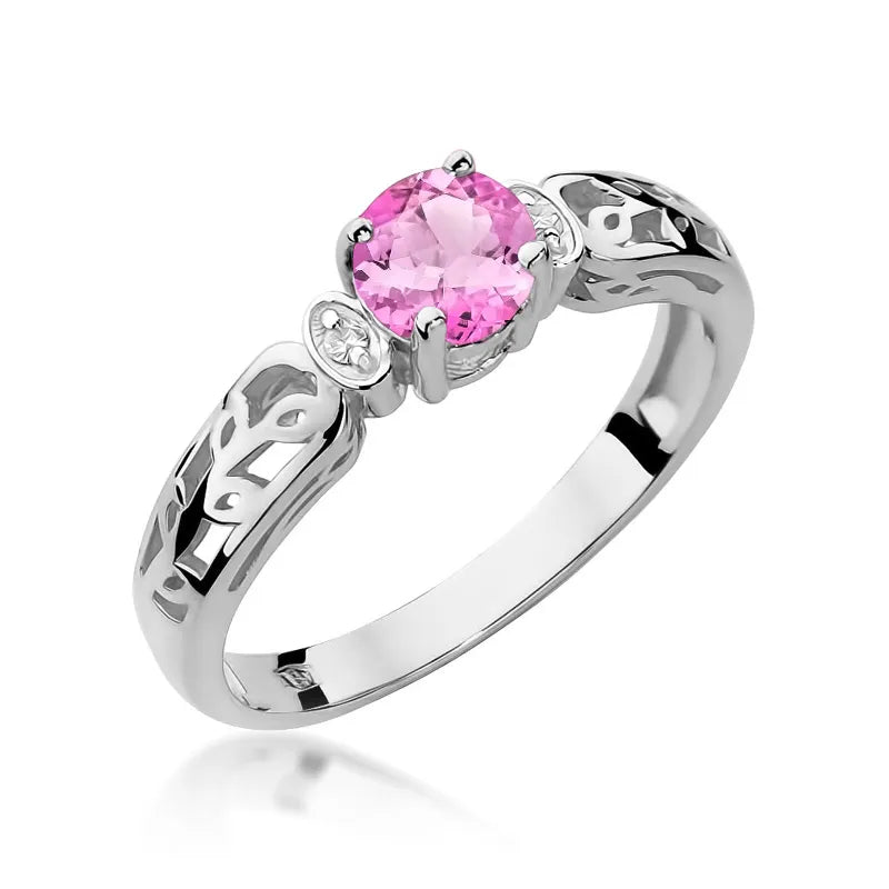 Goldring mit 0,60 ct Pinktopas und 0,02 ct Diamanten