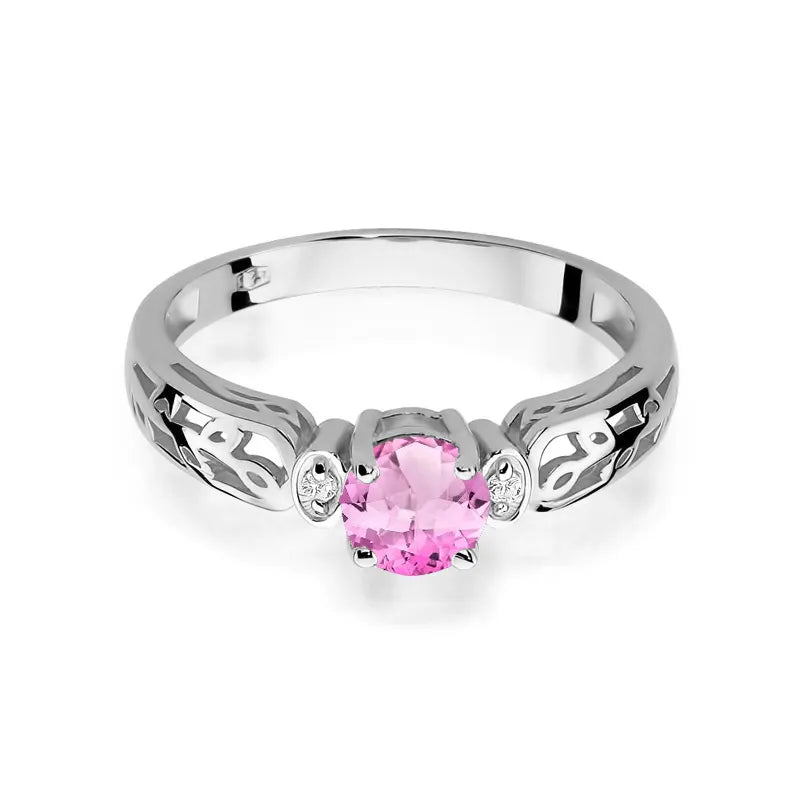 Goldring mit 0,60 ct Pinktopas und 0,02 ct Diamanten