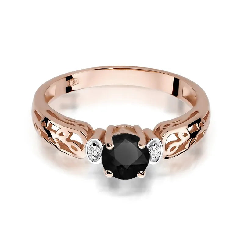 Gold Ring with 0.50ct Black Diamonds and 0.02ct Diamonds
