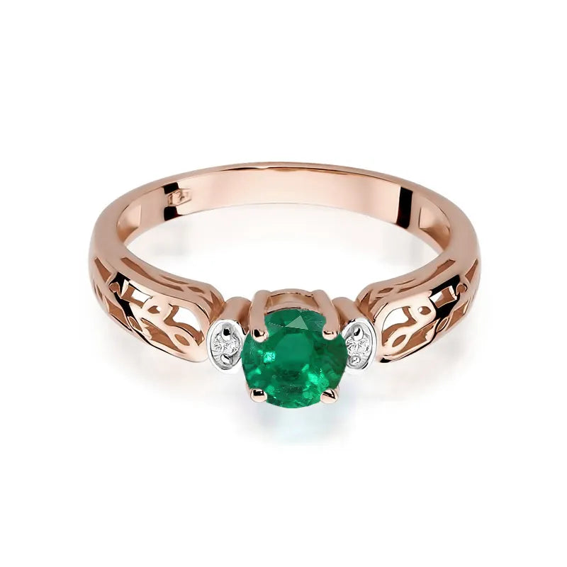 Gold Ring with 0.50ct Emerald and 0.02ct Diamonds