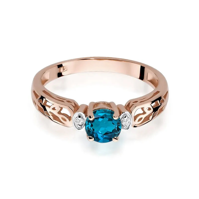 Goldring mit 0,50 ct London Blue Topas und 0,02 ct Diamanten