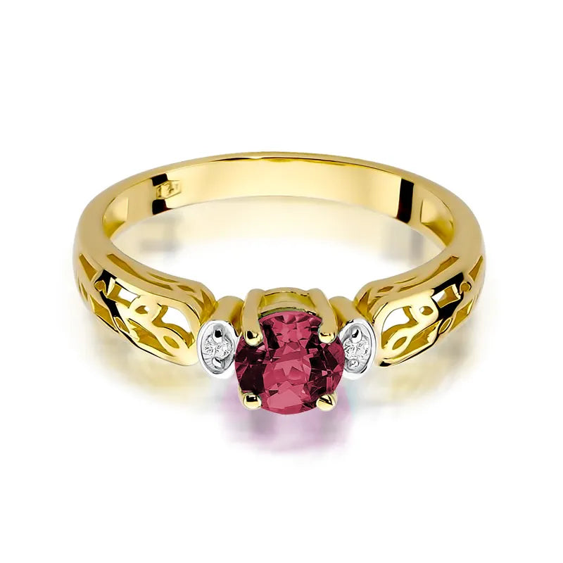 Goldring mit 0,60 ct Rubin und 0,02 ct Diamanten