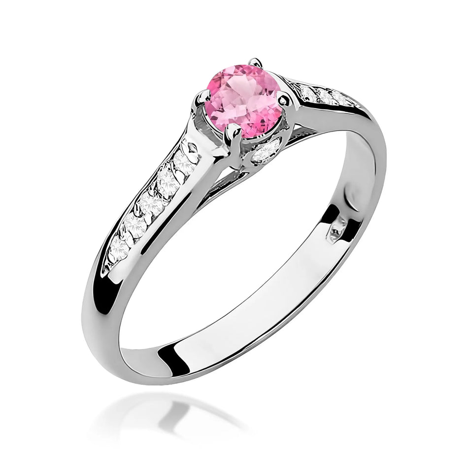 Goldring mit 0,30 ct Pinktopas und 0,103 ct Diamanten