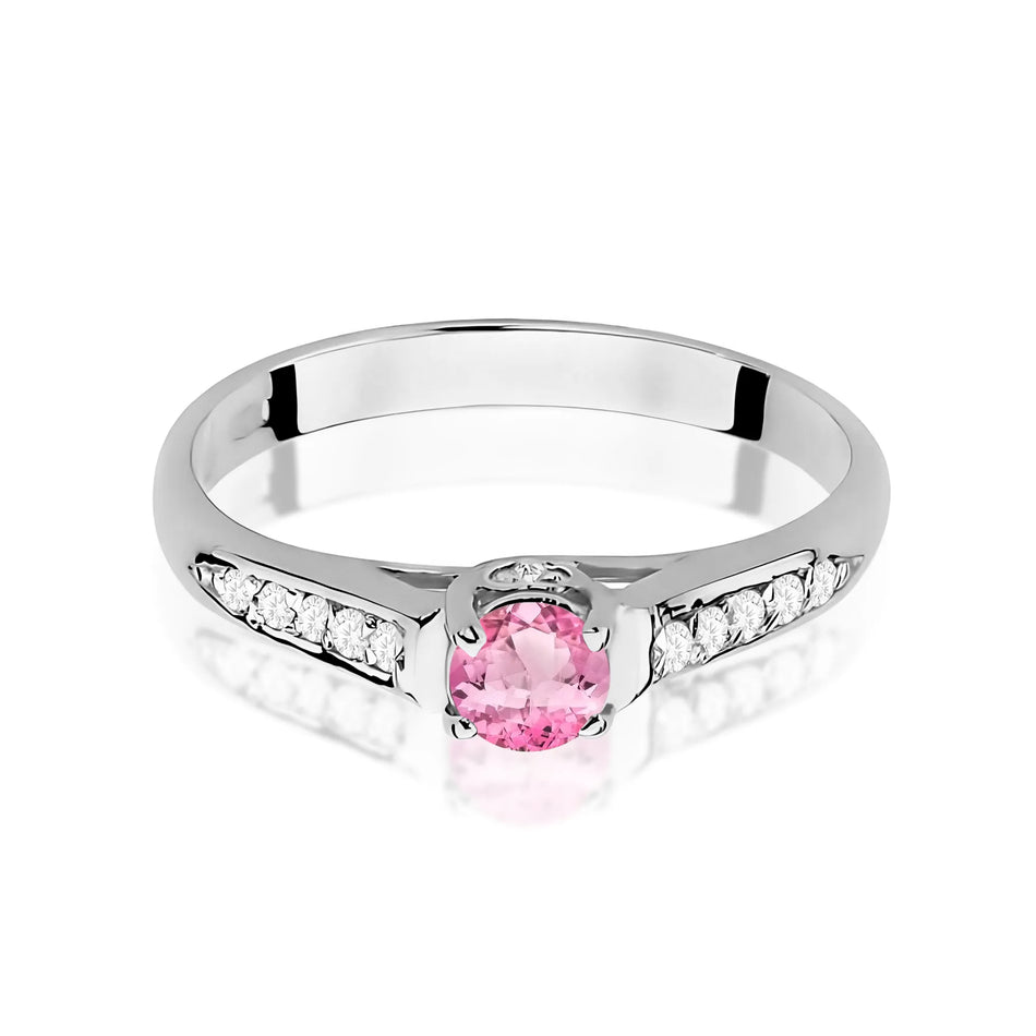 Goldring mit 0,30 ct Pinktopas und 0,103 ct Diamanten