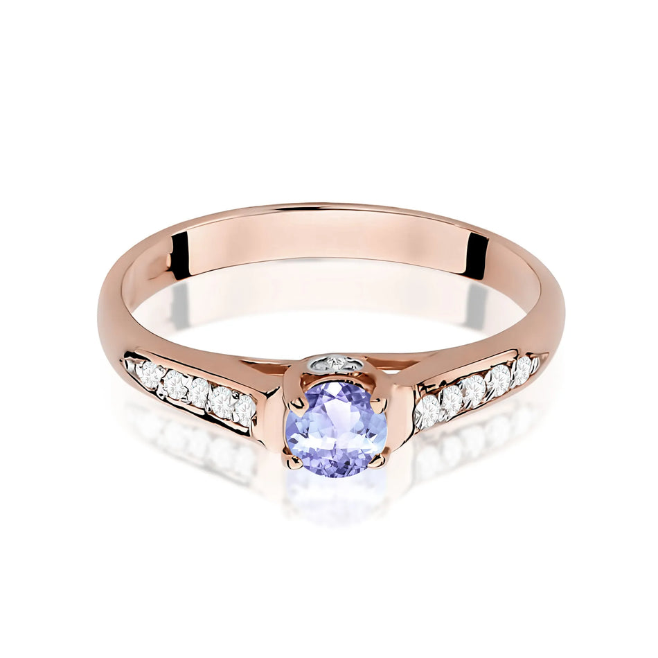 Goldring mit 0,35 ct Tansanit und 0,103 ct Diamanten