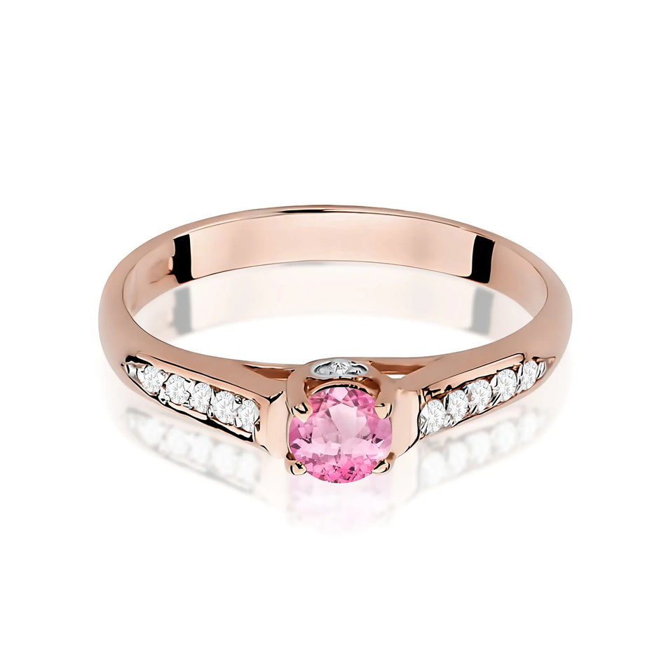 Goldring mit 0,30 ct Pinktopas und 0,103 ct Diamanten