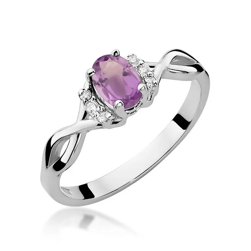 Goldring mit 0,40 ct Amethyst und 0,052 ct Diamanten