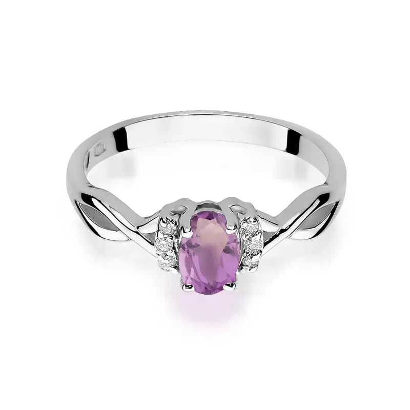 Goldring mit 0,40 ct Amethyst und 0,052 ct Diamanten