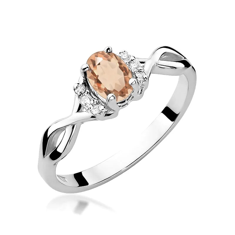 Ring mit Morganit 0.4ct und Diamanten 0.01ct | 14K (585) Gold