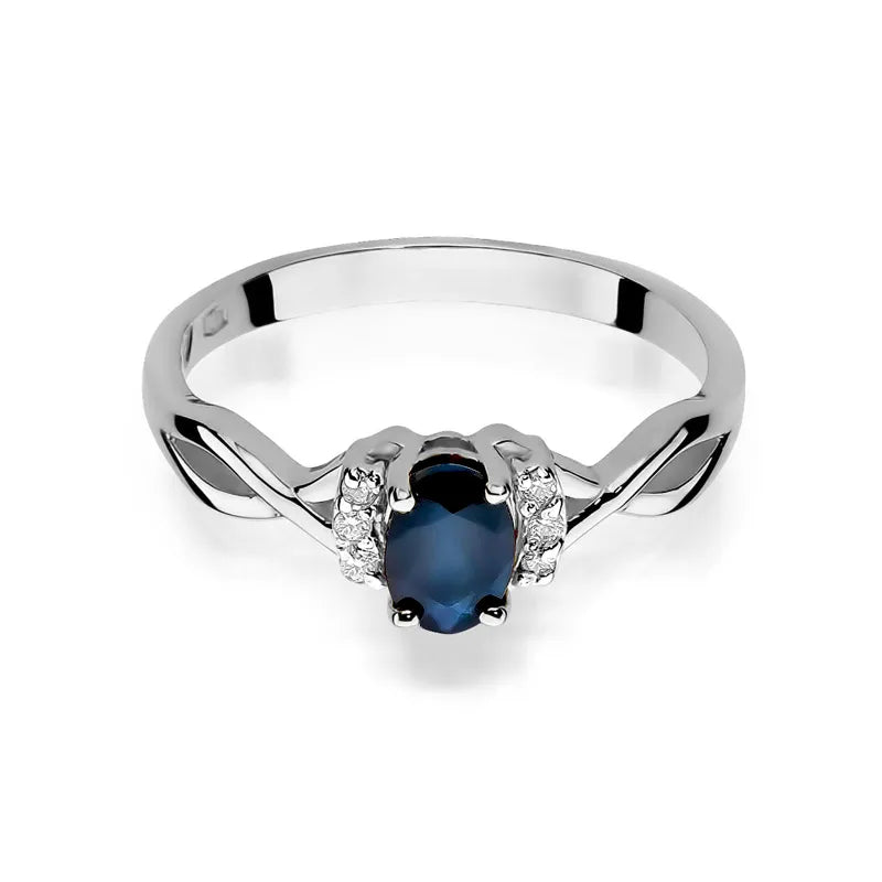 Goldring mit 0,70 ct Saphir und 0,052 ct Diamanten