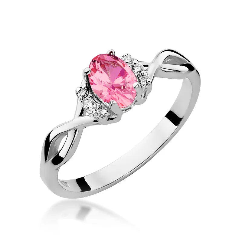 Goldring mit 0,50 ct Pinktopas und 0,052 ct Diamanten
