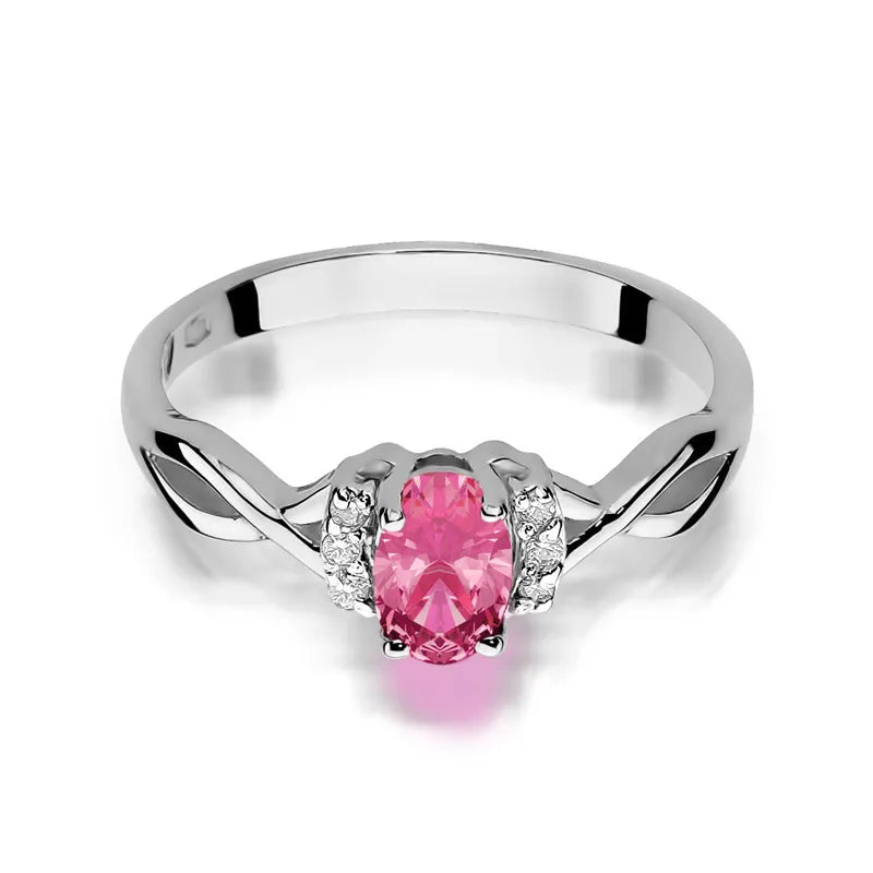 Goldring mit 0,50 ct Pinktopas und 0,052 ct Diamanten