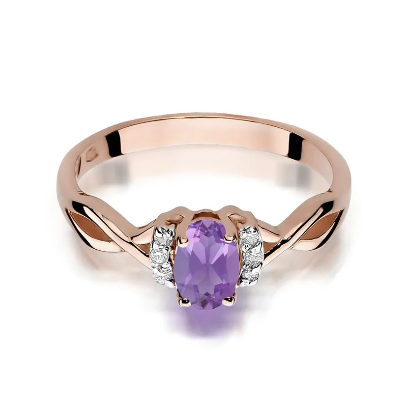 Goldring mit 0,40 ct Amethyst und 0,052 ct Diamanten