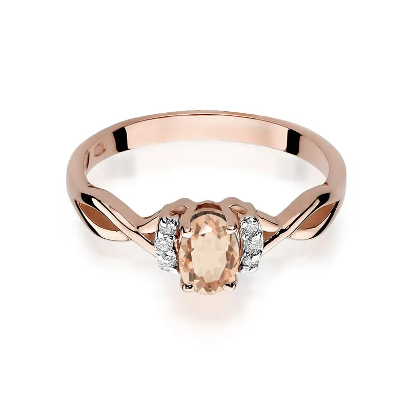 Gold Ring with 0.40ct Morganite and 0.052ct Diamonds