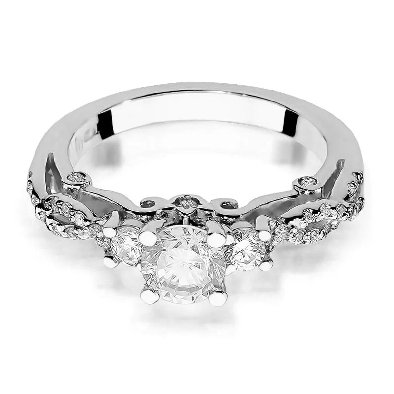 Goldring mit 0,60 ct weißem Saphir und 0,339 ct Diamanten