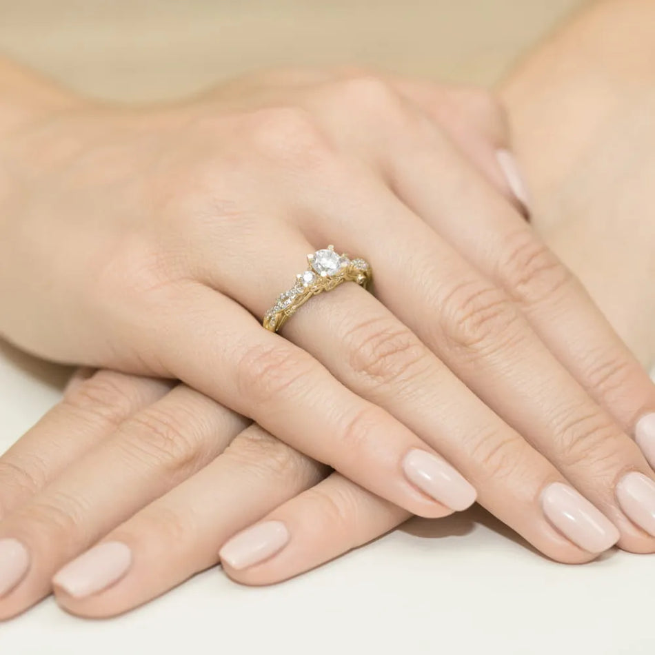 Gold Ring with 0.70ct and 0.339ct Lab-Diamonds