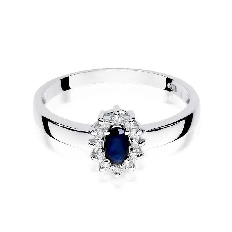 Goldring mit 0,30 ct Saphir und 0,103 ct Diamanten