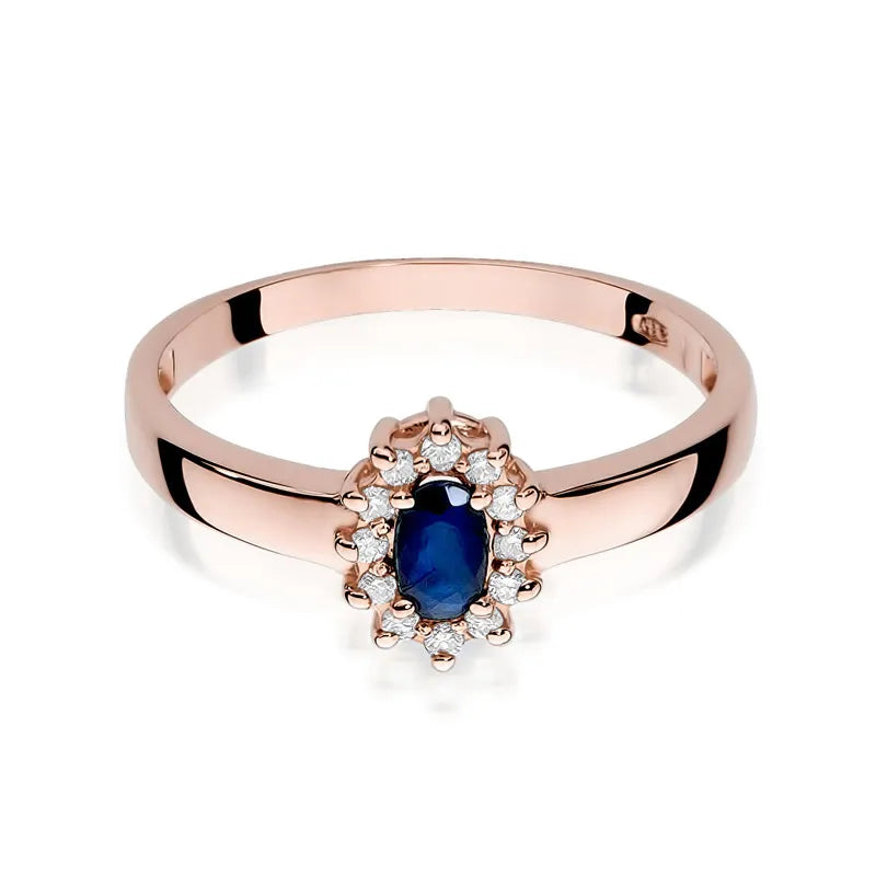 Gold Ring with 0.30ct Sapphire and 0.103ct Diamonds