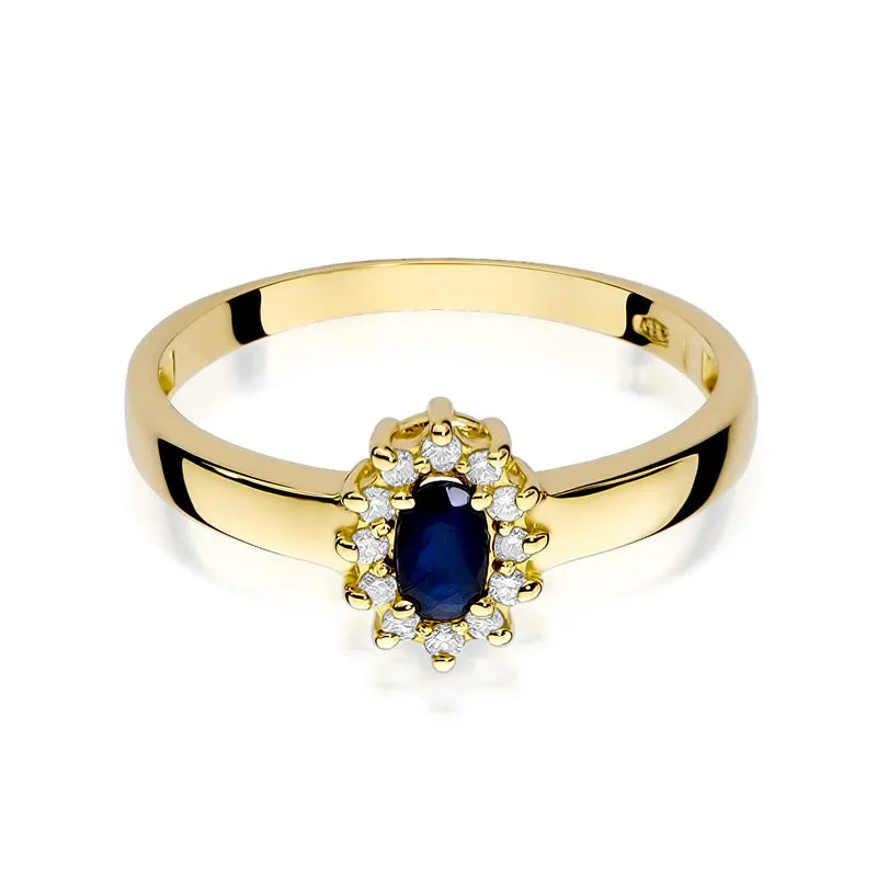 Gold Ring with 0.30ct Sapphire and 0.103ct Diamonds
