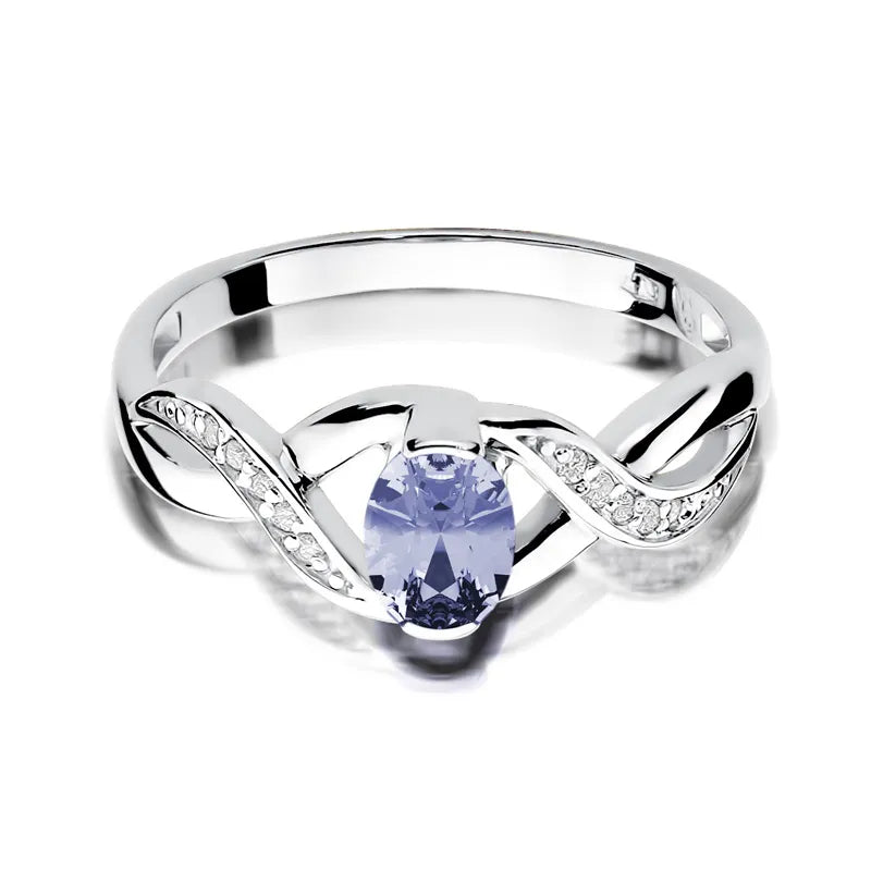 Goldring mit 0,40 ct Tansanit und 0,05 ct Diamanten