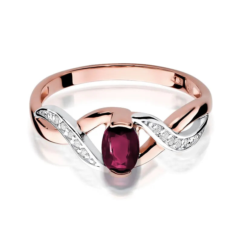 Goldring mit 0,60 ct Rubin und 0,05 ct Diamanten