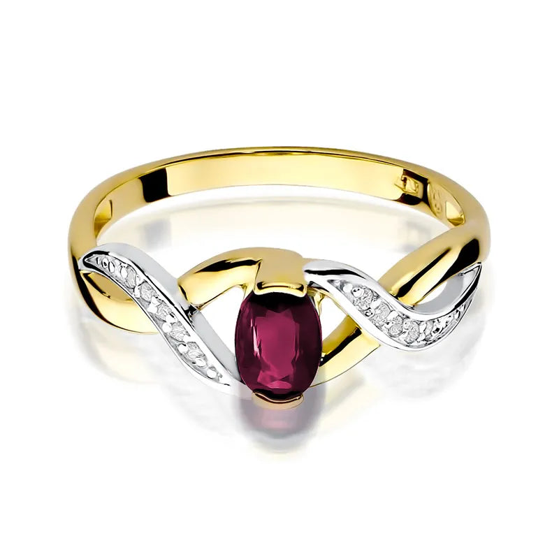 Goldring mit 0,60 ct Rubin und 0,05 ct Diamanten