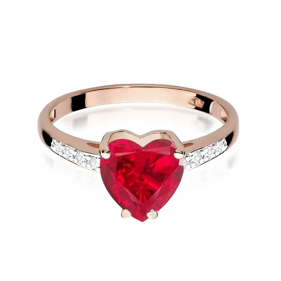 Goldring mit 1,70 ct Rubin und 0,04 ct Diamanten