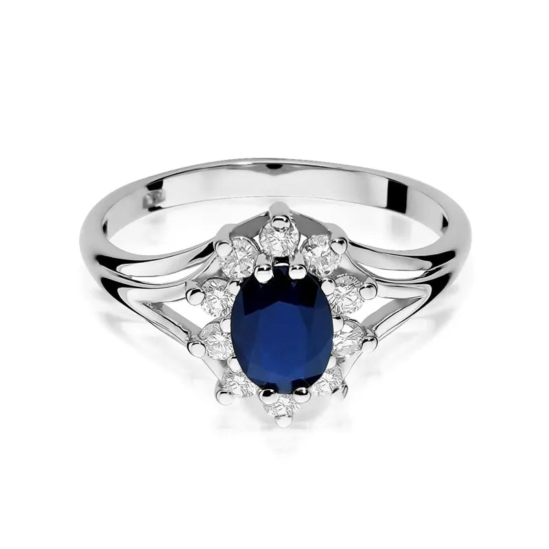 Gold Ring with 0.90ct Sapphire and 0.30ct Diamonds