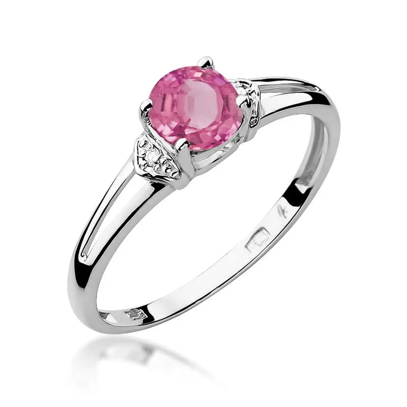 Goldring mit 0,65 ct Pinktopas und 0,01 ct Diamanten